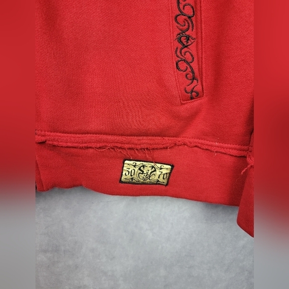 G_TOX Embroidered Oversized Lined Cotton Hoodie Red Men’s M - Picture 3 of 10